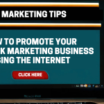 Image displaying a computer with a network marketing landing page